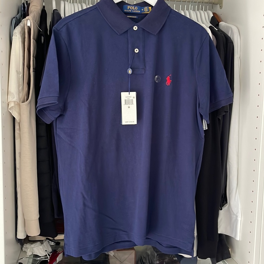 Polo Ralph Lauren Club Polo. Custom slim fit. Navy. Medium